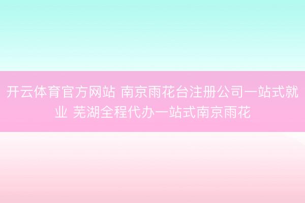开云体育官方网站 南京雨花台注册公司一站式就业 芜湖全程代办一站式南京雨花