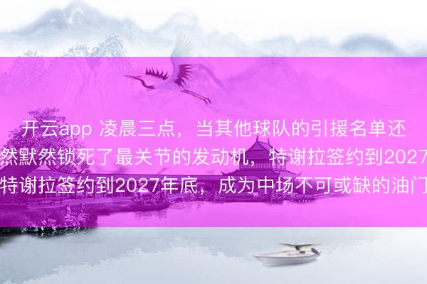 开云app 凌晨三点，当其他球队的引援名单还在烟雾里打转，申花依然默然锁死了最关节的发动机，特谢拉签约到2027年底，成为中场不可或缺的油门踏板