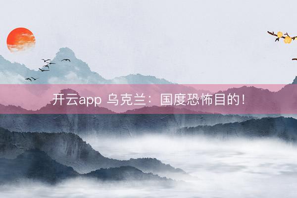 开云app 乌克兰：国度恐怖目的！