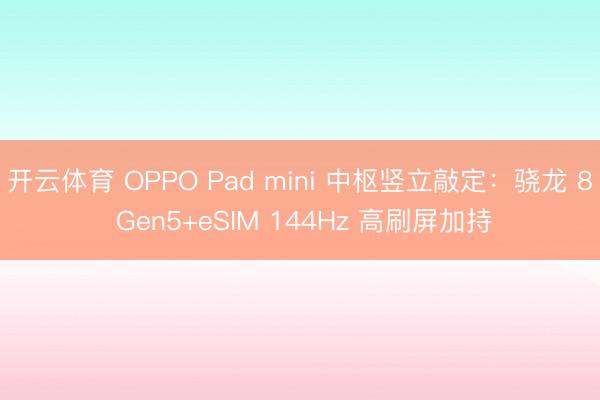 开云体育 OPPO Pad mini 中枢竖立敲定：骁龙 8 Gen5+eSIM 144Hz 高刷屏加持