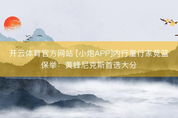 开云体育官方网站 [小炮APP]内行童行家竞篮保举：黄蜂尼克斯首选大分