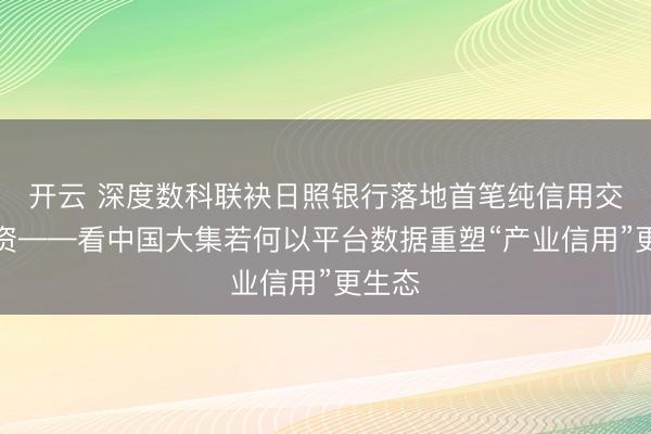 开云 深度数科联袂日照银行落地首笔纯信用交易融资——看中国大集若何以平台数据重塑“产业信用”更生态