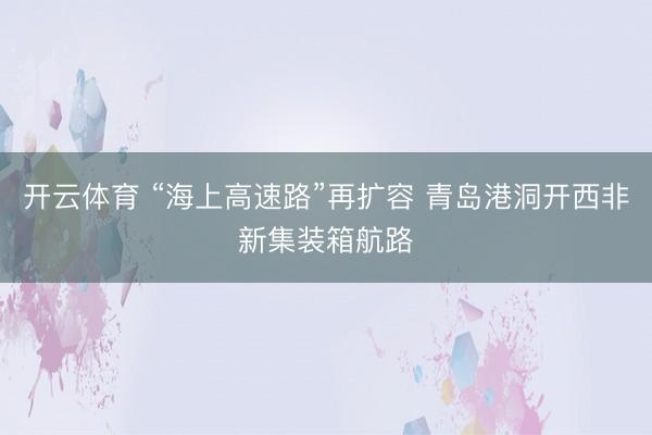 开云体育 “海上高速路”再扩容 青岛港洞开西非新集装箱航路