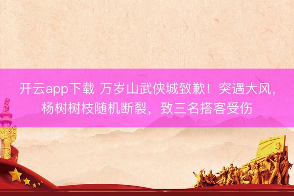 开云app下载 万岁山武侠城致歉！突遇大风，杨树树枝随机断裂，致三名搭客受伤
