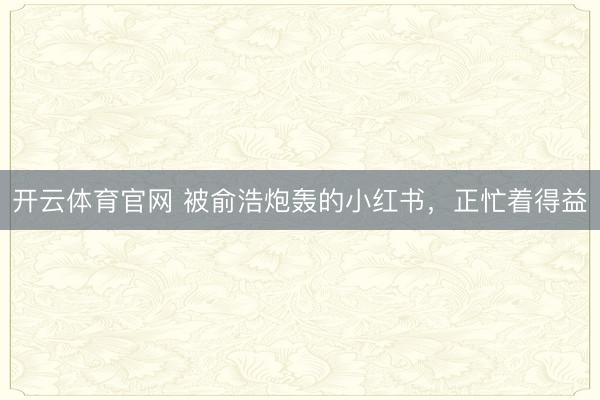 开云体育官网 被俞浩炮轰的小红书，正忙着得益