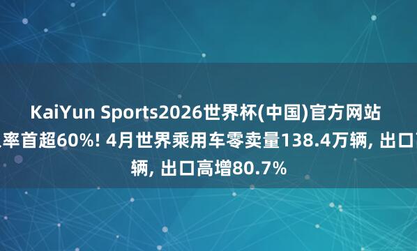 KaiYun Sports2026世界杯(中国)官方网站 新动力渗入率首超60%! 4月世界乘用车零卖量138.4万辆， 出口高增80.7%