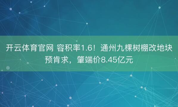 开云体育官网 容积率1.6！通州九棵树棚改地块预肯求，肇端价8.45亿元