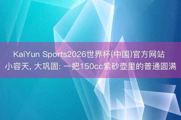 KaiYun Sports2026世界杯(中国)官方网站 小容天， 大巩固: 一把150cc紫砂壶里的普通圆满