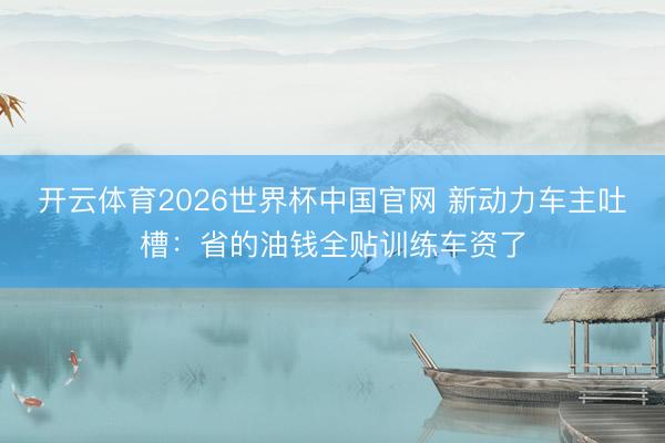 开云体育2026世界杯中国官网 新动力车主吐槽：省的油钱全贴训练车资了
