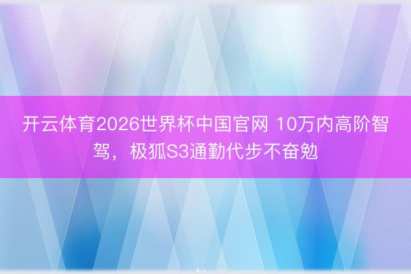 开云体育2026世界杯中国官网 10万内高阶智驾，极狐S3通勤代步不奋勉