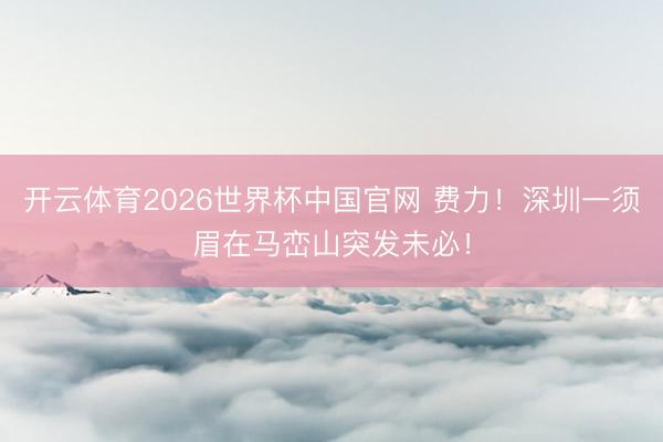 开云体育2026世界杯中国官网 费力！深圳一须眉在马峦山突发未必！