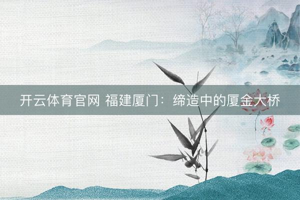 开云体育官网 福建厦门：缔造中的厦金大桥