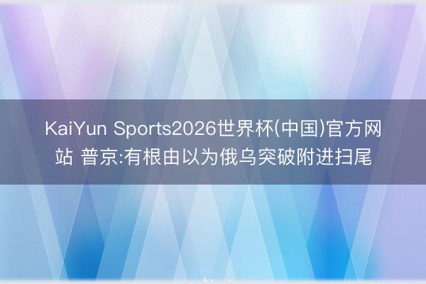 KaiYun Sports2026世界杯(中国)官方网站 普京:有根由以为俄乌突破附进扫尾