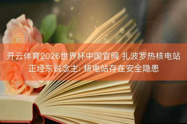 开云体育2026世界杯中国官网 扎波罗热核电站正经东说念主: 核电站存在安全隐患