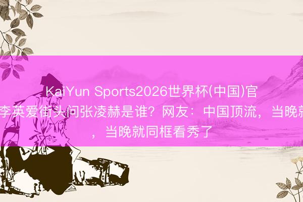 KaiYun Sports2026世界杯(中国)官方网站 韩星李英爱街头问张凌赫是谁?网友:中国顶流,当晚就同框看秀了