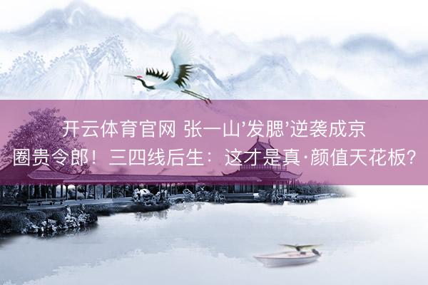 开云体育官网 张一山'发腮'逆袭成京圈贵令郎！三四线后生：这才是真·颜值天花板？