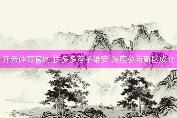 开云体育官网 拼多多落子雄安 深度参与新区成立